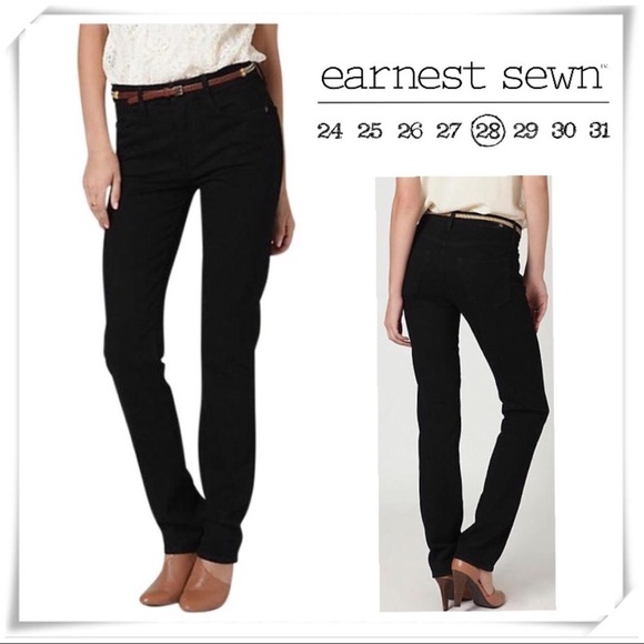 𝅺EARNEST Sewn Zazo92 Black High Rise Straight Jeans - Picture 1 of 7